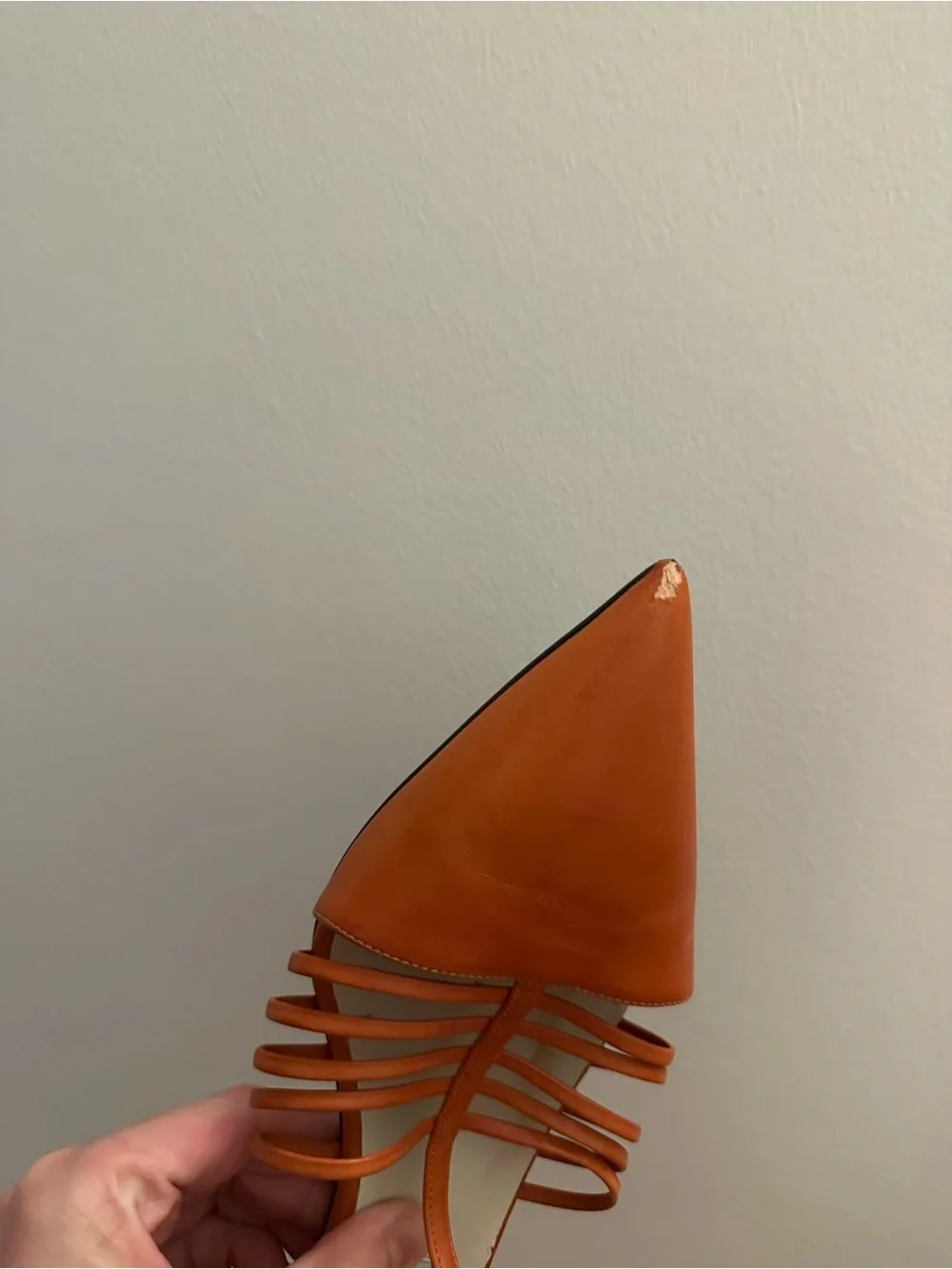 Stella McCartney Orange Strappy Pointed Slingback Kitten Heels